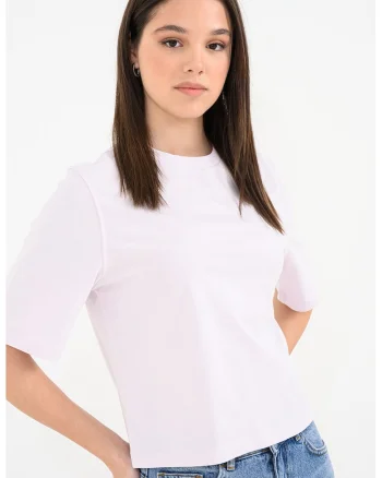 Tricou de bumbac cu decolteu la baza gatului Ben, Lila