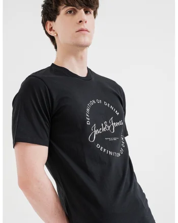Tricou de bumbac cu imprimeu logo, Negru
