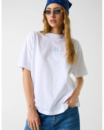 Tricou cu imprimeu logo, Alb optic