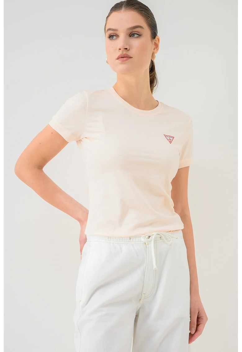 Tricou slim fit cu logo, Piersica