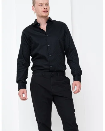 Camasa cu model logo, Negru
