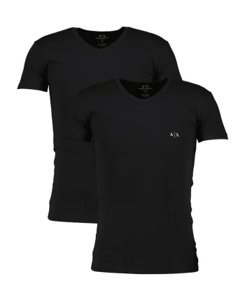 Set de tricouri cu decolteu in V - 2 piese, Negru