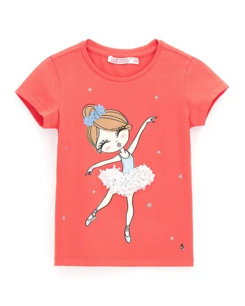 Tricou cu aplicatii 3D, Rosu