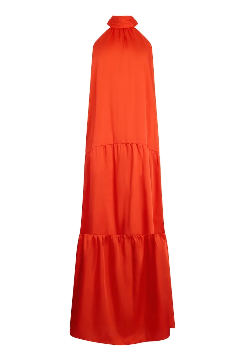 Rochie lejera cu decolteu halter, Portocaliu