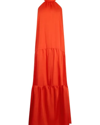 Rochie lejera cu decolteu halter, Portocaliu