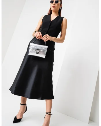 Rochie combi maxi, Negru