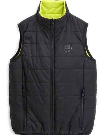 Vesta reversibila cu guler mediu, Negru/Galben neon