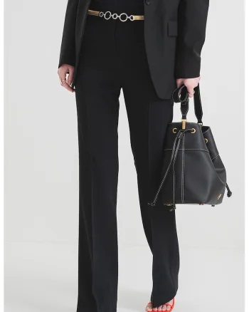 Pantaloni cu croiala bootcut si pensa, Negru