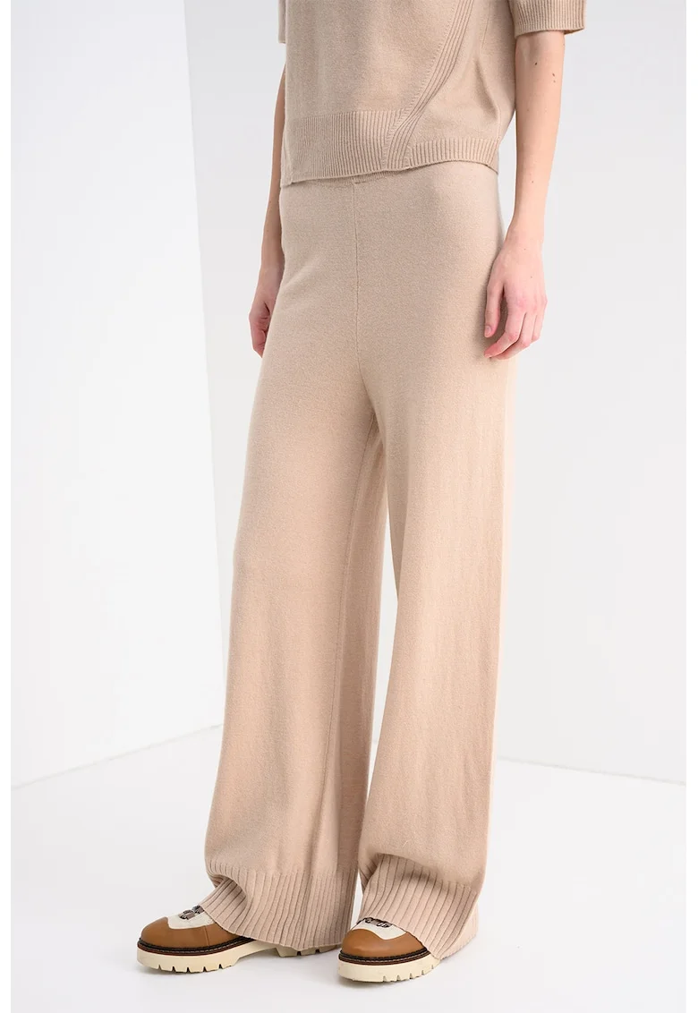 Pantaloni relaxed fit din amestec de lana, Maro nisip