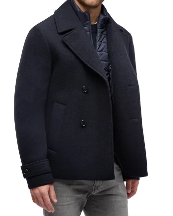Haina scurta 2in1 din amestec de lana Claudio, Bleumarin