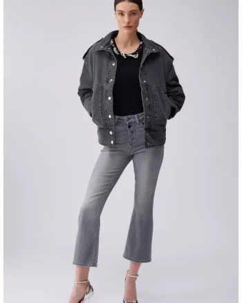 Blugi bootcut din amestec de lyocell, Gri