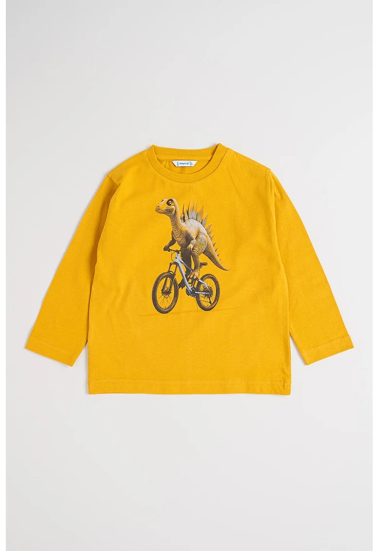 Bluza din bumbac cu model grafic, Galben mustar