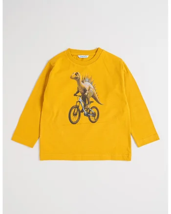 Bluza din bumbac cu model grafic, Galben mustar