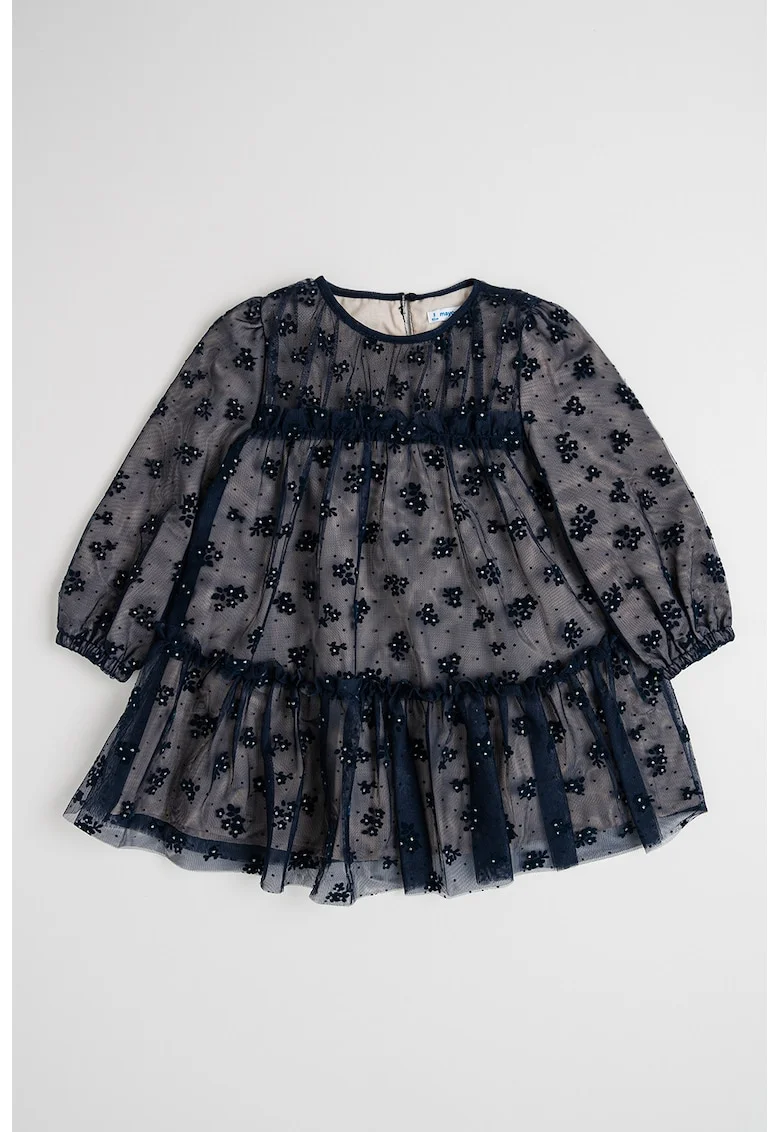 Rochie evazata cu model, Bleumarin