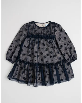 Rochie evazata cu model, Bleumarin