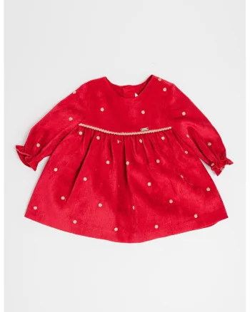 Rochie cu nasturi si buline, Rosu