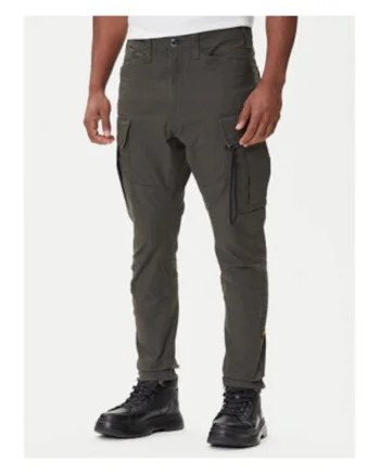 Pantaloni barbati,  model 3D, verde, cu buzunare tip zip,