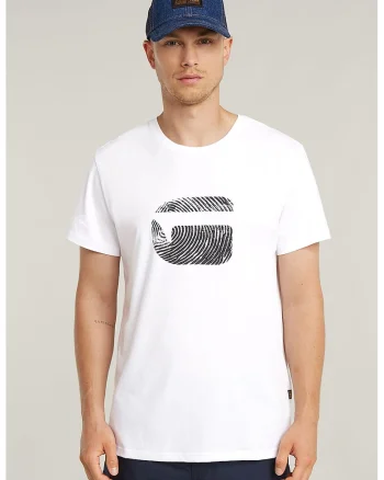Tricou din bumbac organic cu imprimeu grafic, Negru stins/Alb optic