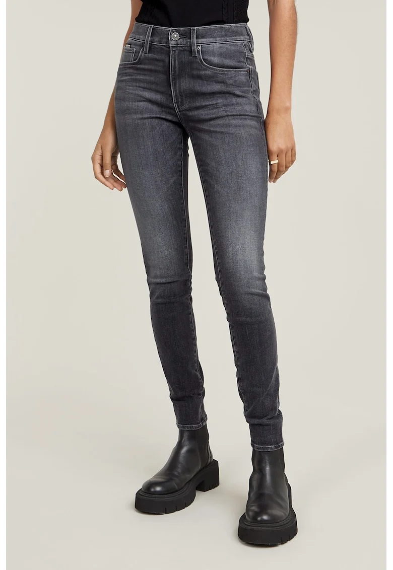 Blugi skinny cu aspect decolorat 3301, Gri inchis