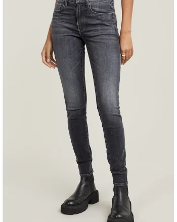 Blugi skinny cu aspect decolorat 3301, Gri inchis