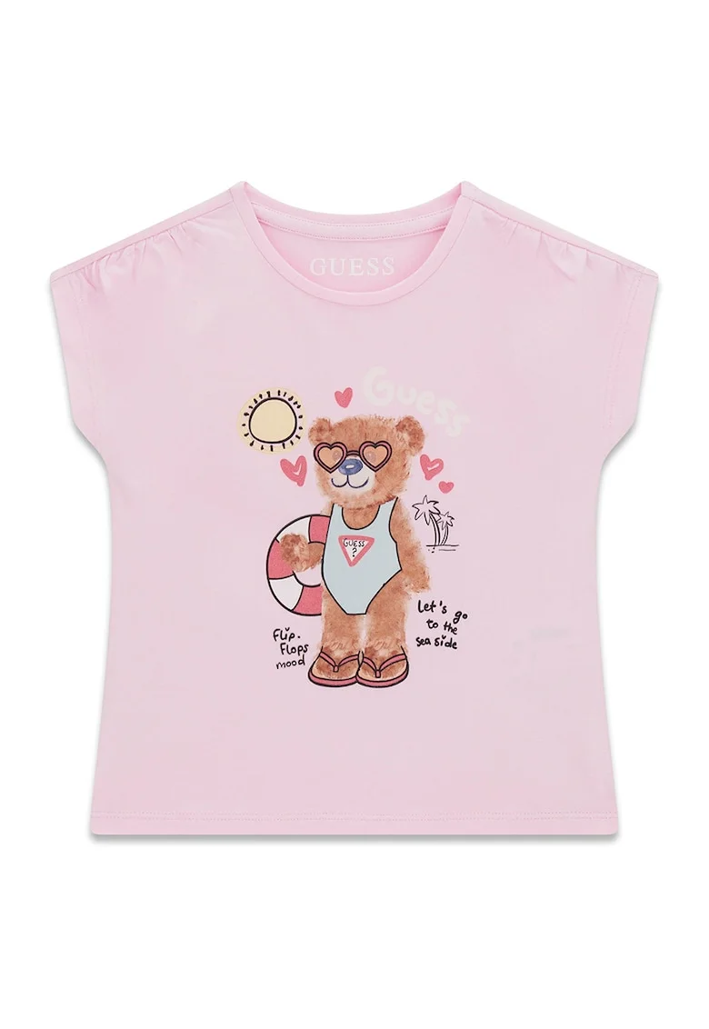 Tricou cu imprimeu grafic, Roz deschis