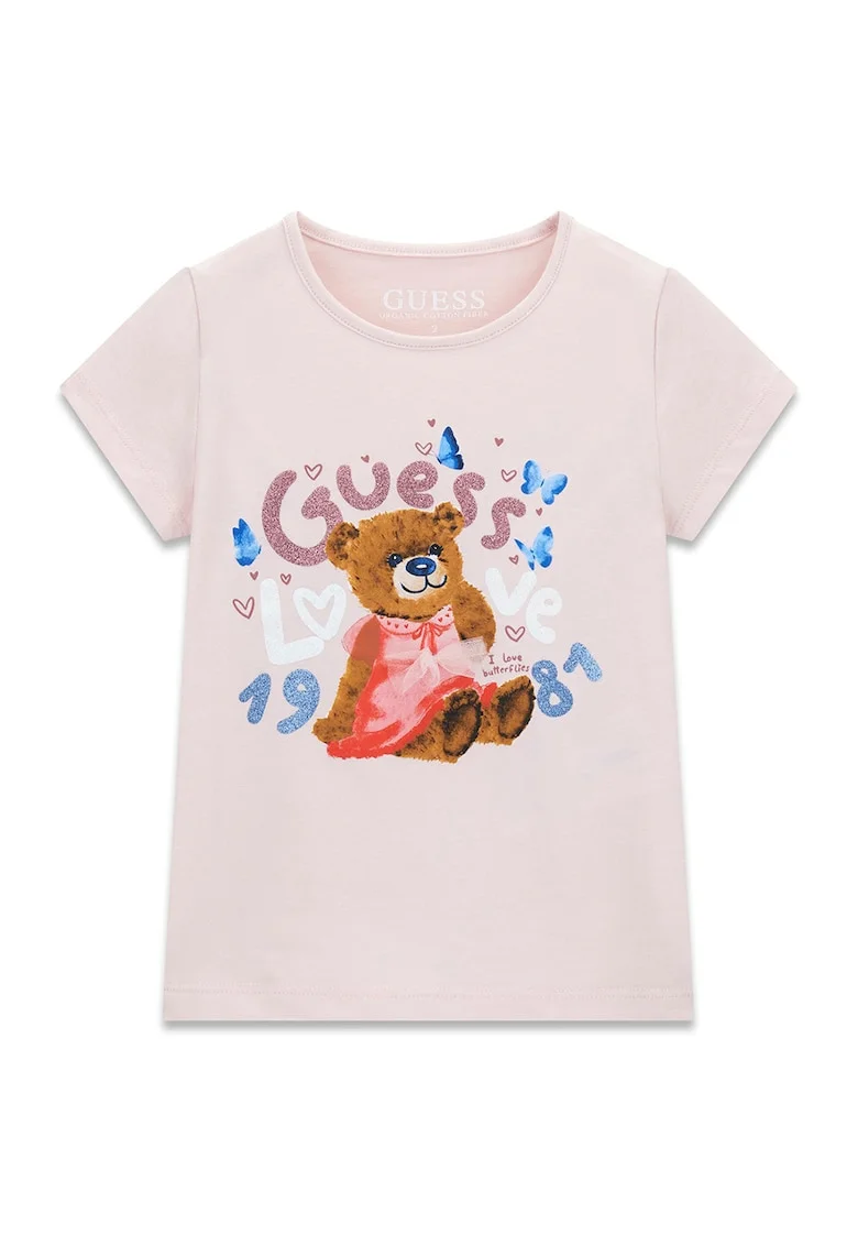 Tricou cu imprimeu logo, Roz pal