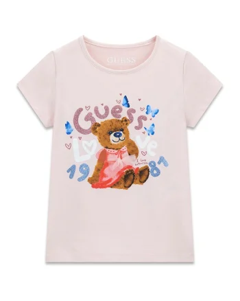 Tricou cu imprimeu logo, Roz pal