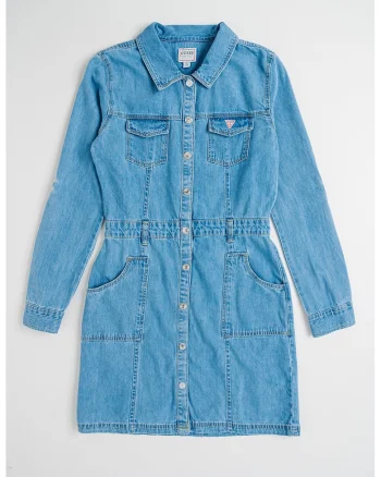 Rochie din denim cu maneci lungi, Albastru lavanda