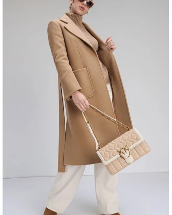 Palton din lana cu buzunare Runaway, Maro camel