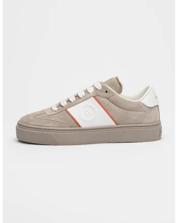 Pantofi sport din piele intoarsa cu garnituri din piele Enjoy, Alb/Maro taupe