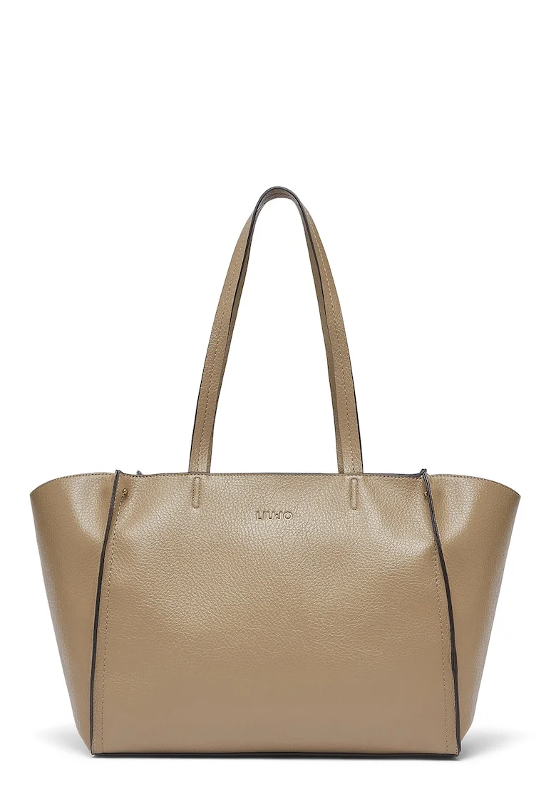 Geanta shopper din piele ecologica, Maro/Bej