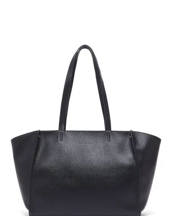Geanta shopper din piele ecologica, Negru