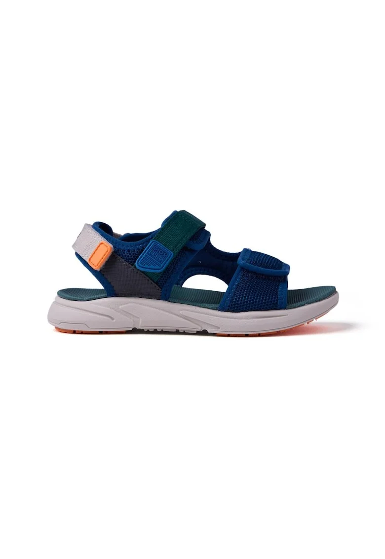 Sandale cu inchidere velcro si detaliu logo Garsen, Bleumarin