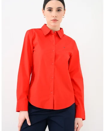 Camasa regular fit cu guler ascutit, Rosu vermillion
