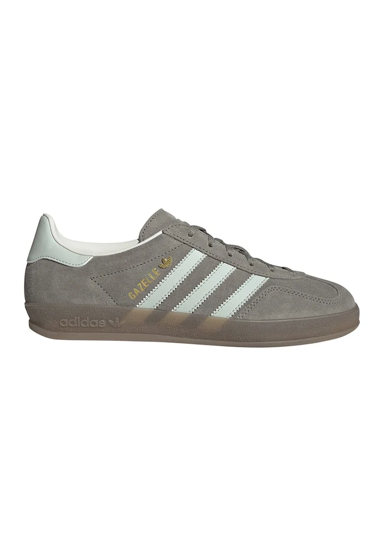 Pantofi sport Gazelle Indoor din piele intoarsa cu garnituri din material sintetic, Gri/Albastru pal