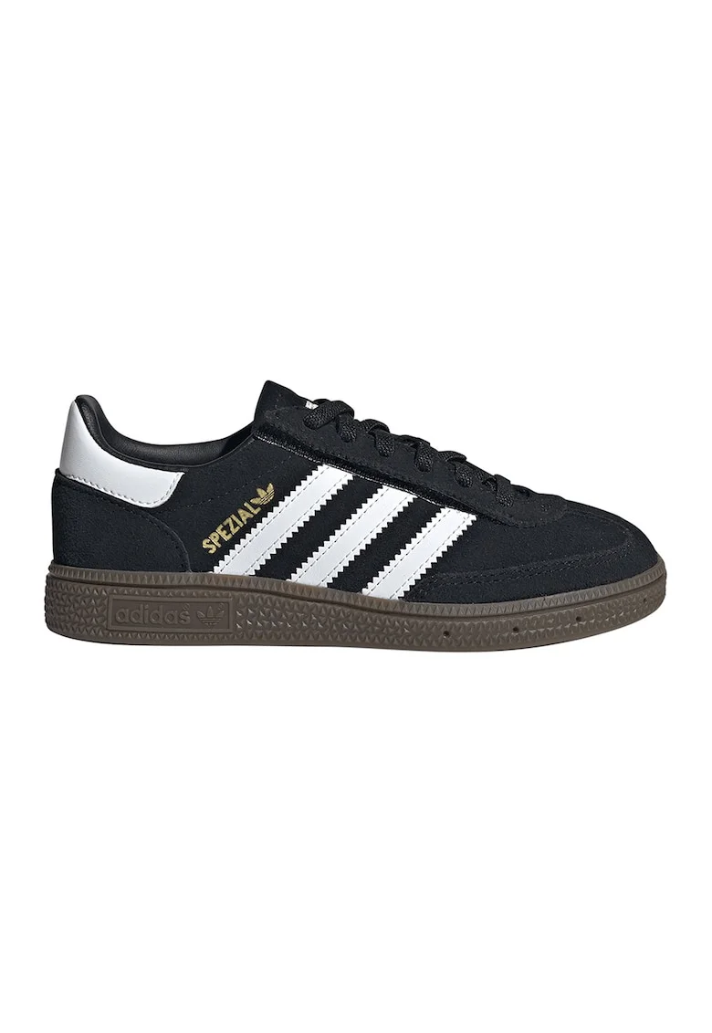 Pantofi sport Handball Spezial din piele intoarsa si piele, Alb/Negru