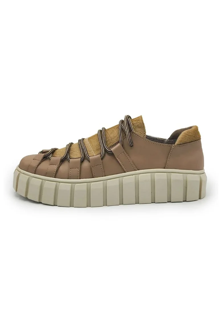 Pantofi de piele si piele intoarsa, Bej