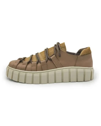 Pantofi de piele si piele intoarsa, Bej