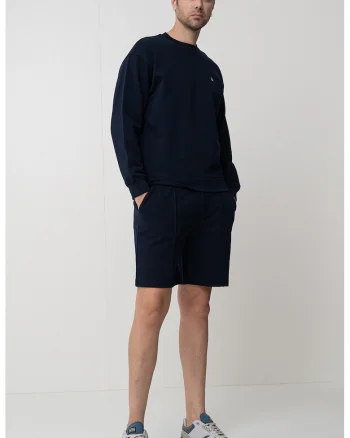 Bluza de trening din bumbac cu decolteu rotund, Bleumarin