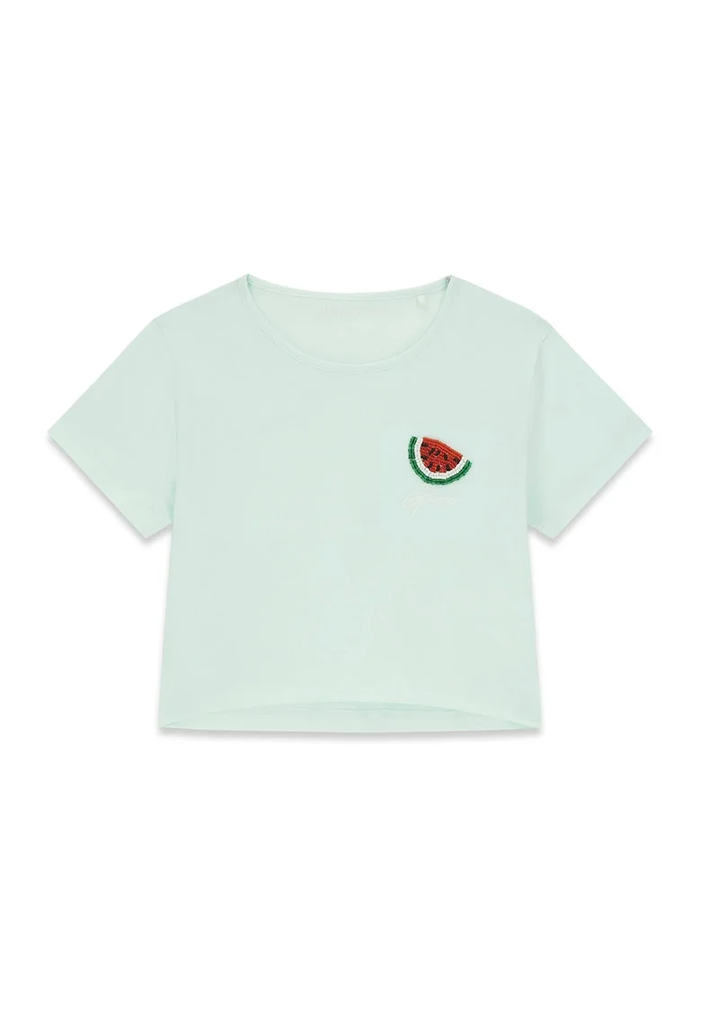 Tricou cu logo brodat, Rosu/Verde pal