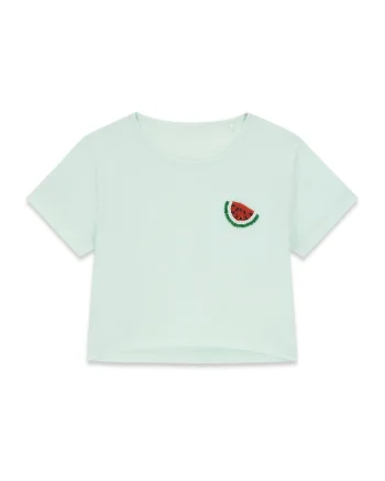 Tricou cu logo brodat, Rosu/Verde pal