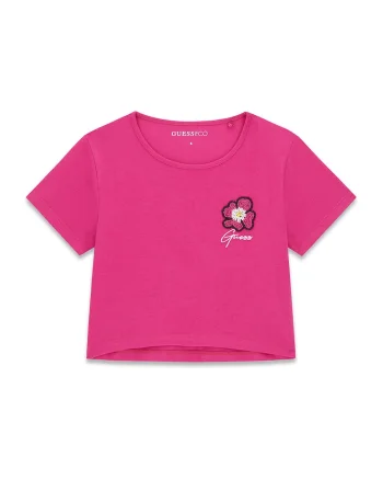 Tricou cu logo brodat, Fucsia