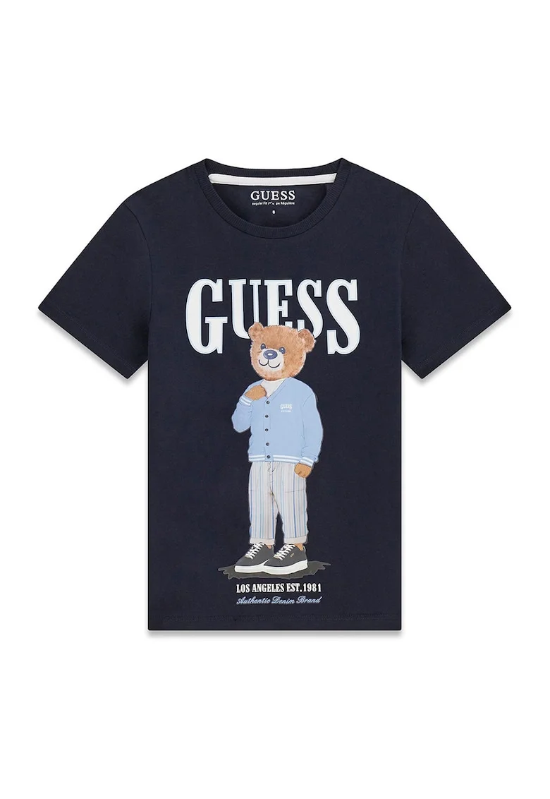 Tricou regular fit cu decolteu la baza gatului, Albastru ultramarin