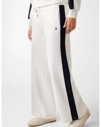Pantaloni de trening cu croiala ampla si buzunare laterale, Negru/Alb murdar