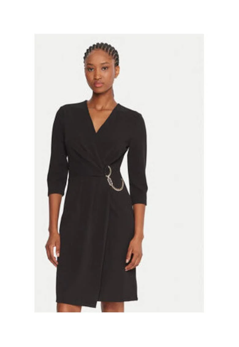 Rochie cocktail  maro, material sintetic, Negru