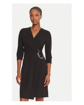 Rochie cocktail  maro, material sintetic, Negru