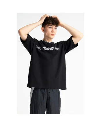 Tricou lejer cu imprimeu text si decolteu in V