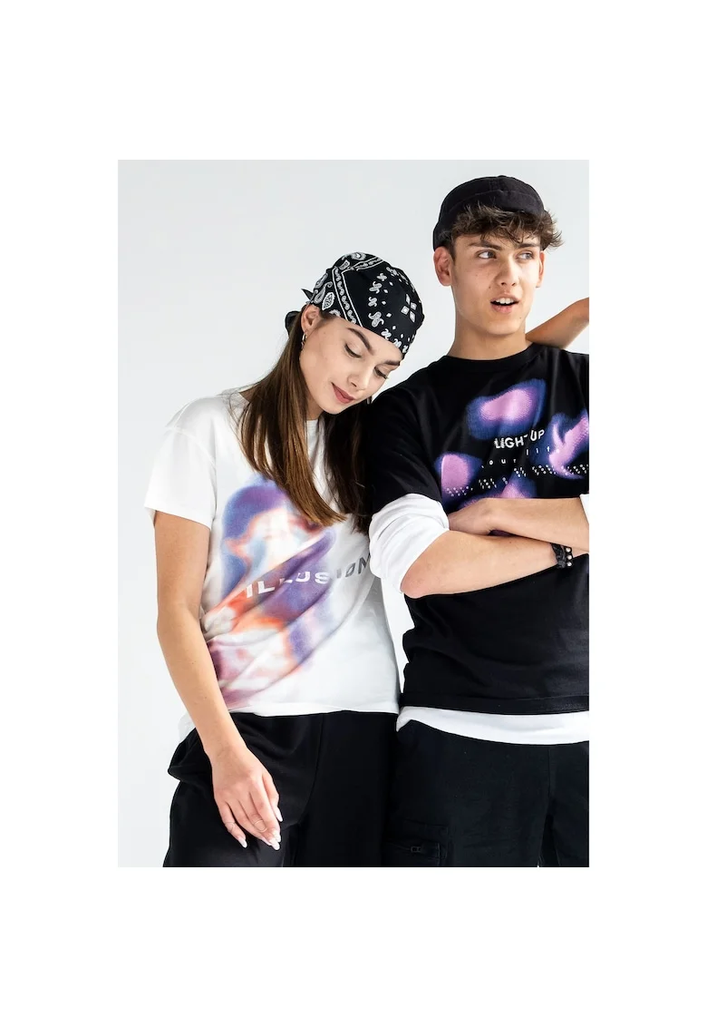 Tricou lejer din bumbac cu imprimeu,