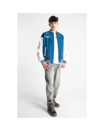 Jacheta bomber cu guler si model brodat pe spate