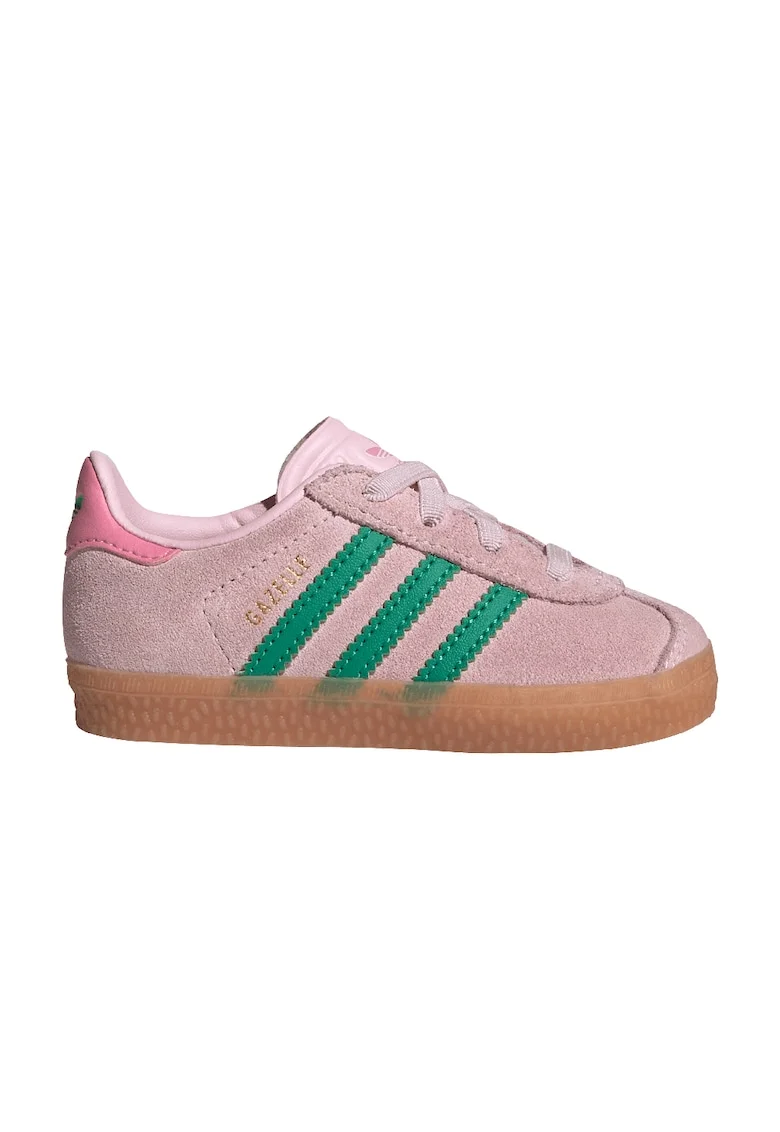 Pantofi sport Gazelle low-cut de piele intoarsa, Verde/Roz prafuit